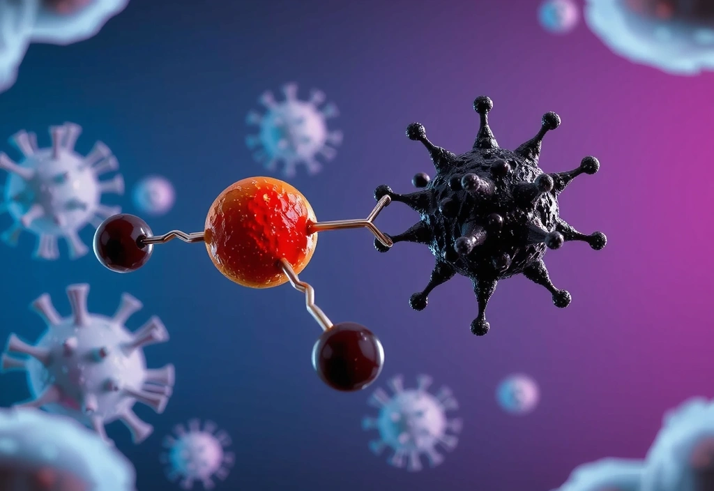 Ilustración molecular de un antioxidante neutralizando un radical libre