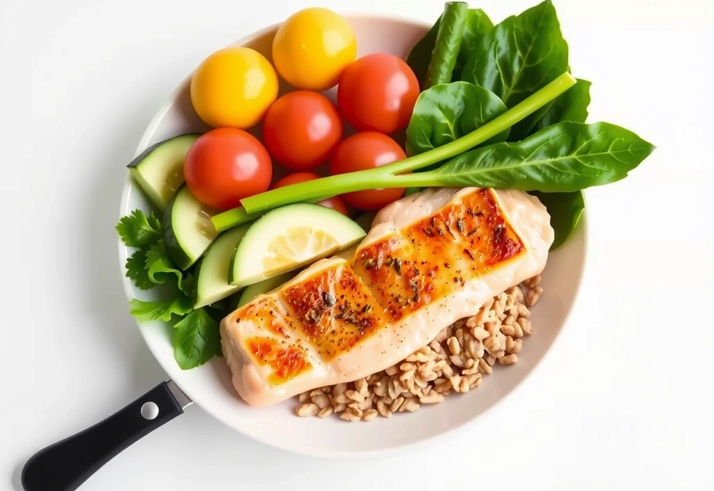 Plato de comida saludable con vegetales frescos