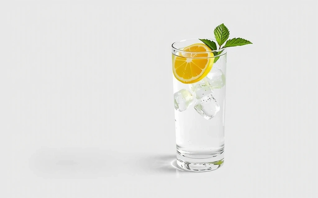 Vaso de agua fresca con rodajas de limón