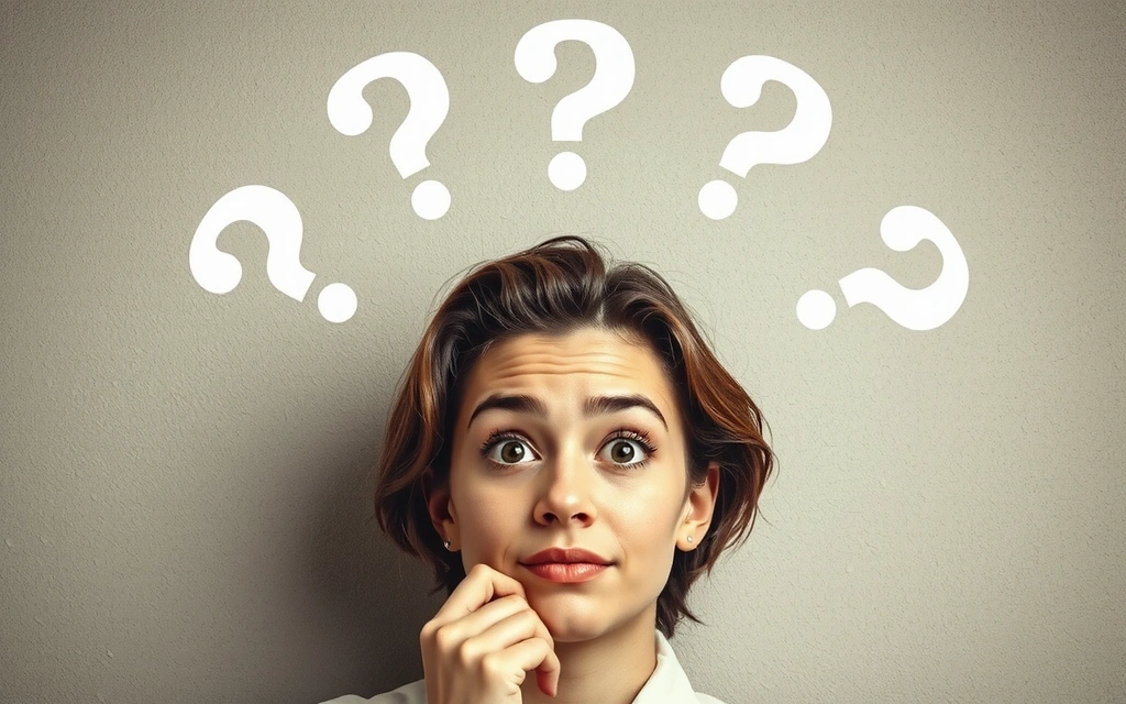Una persona cuestionando con signos de interrogación sobre su cabeza, representando mitos.