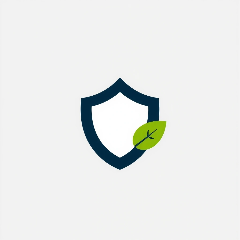 Icono de inmunidad, con un escudo y hojas verdes