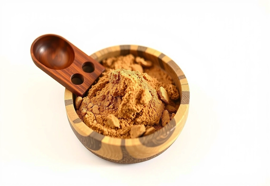 Polvo de raíz de maca en un cuenco pequeño